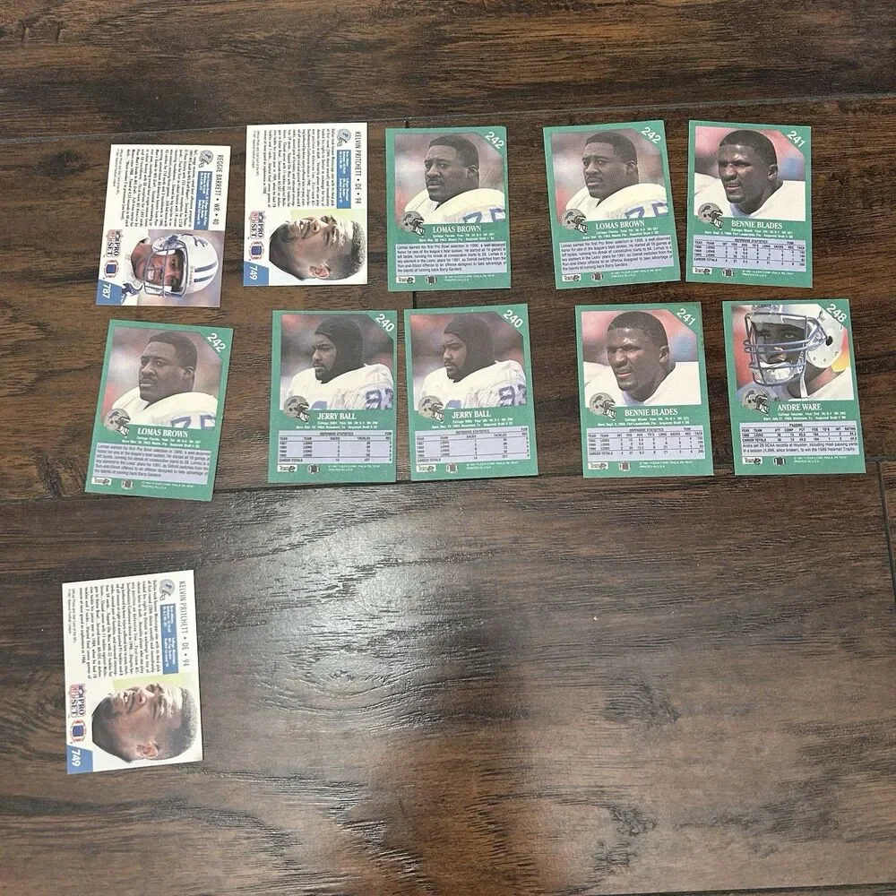 1991 Detroit Lions Football Card Lot Of  11 Trading Cards